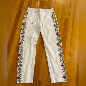 Floral embroidered lounge pants - Medium